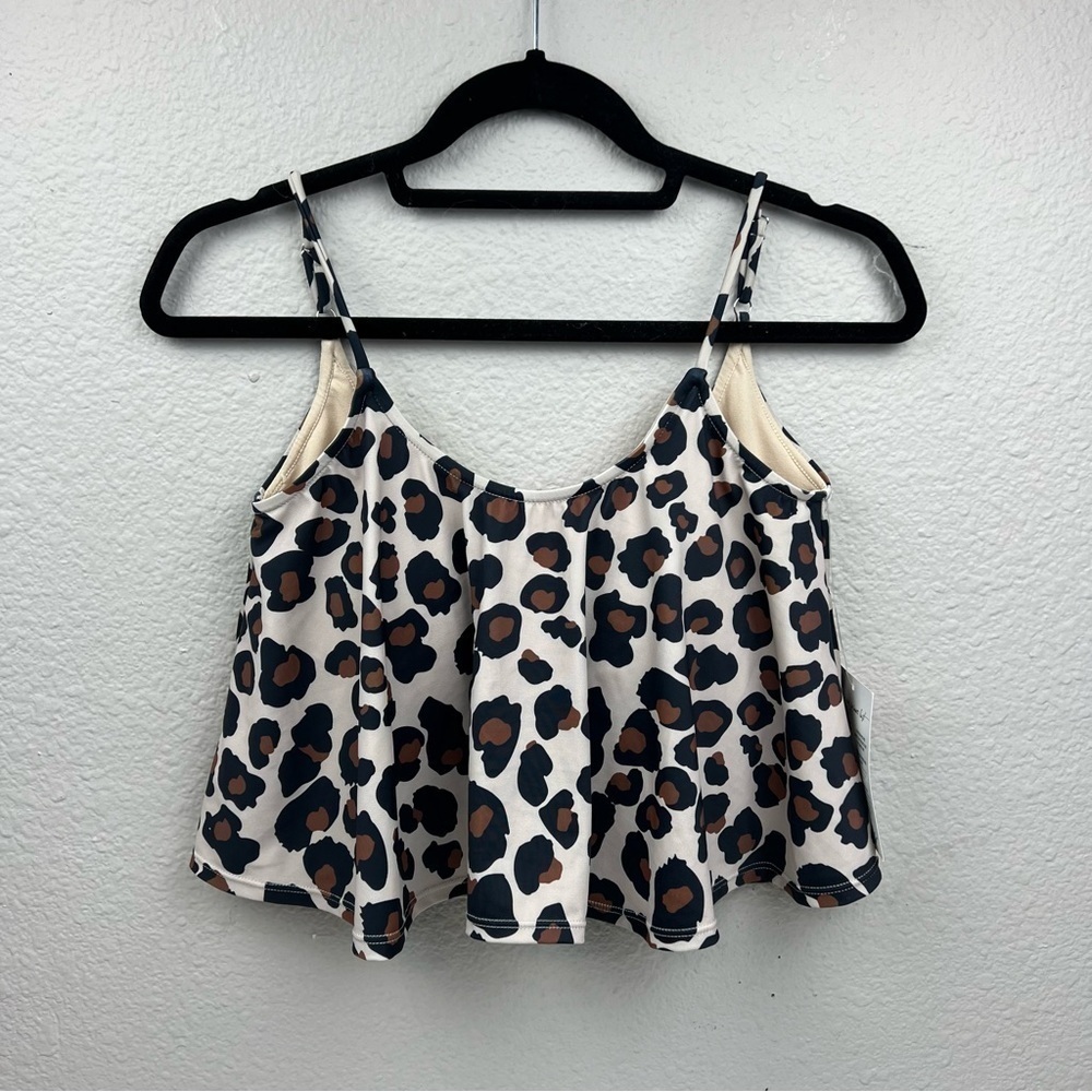 NWT Kortnie Jeane Leopard Print Swing Bikini Top Sz S